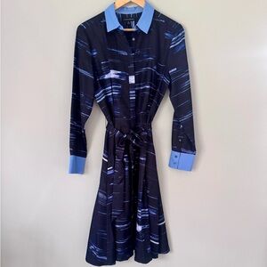 Banana Republic BRUSHSTROKE PRINT SHIRTDRESS Navy and Light Blue